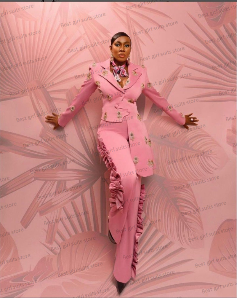 Women'S Formal Wear For A Wedding - Roze Bruiloft Damespak Set Blazer +