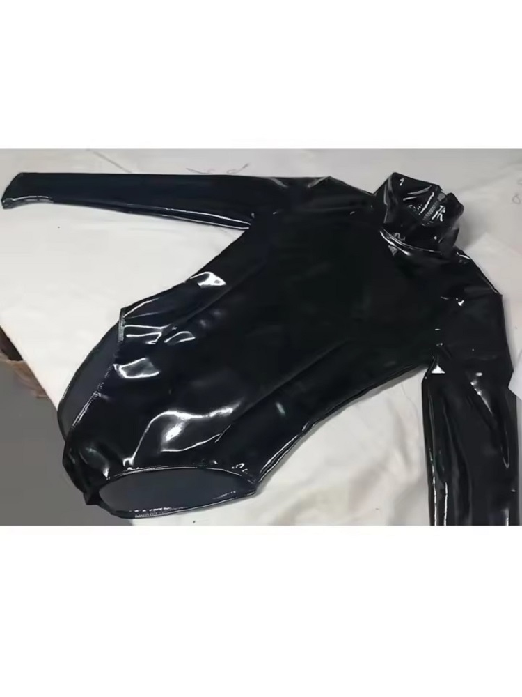 Turtleneck Bodysuit Office - Womens Faux Latex PVC Spiegelprint Turnpakje