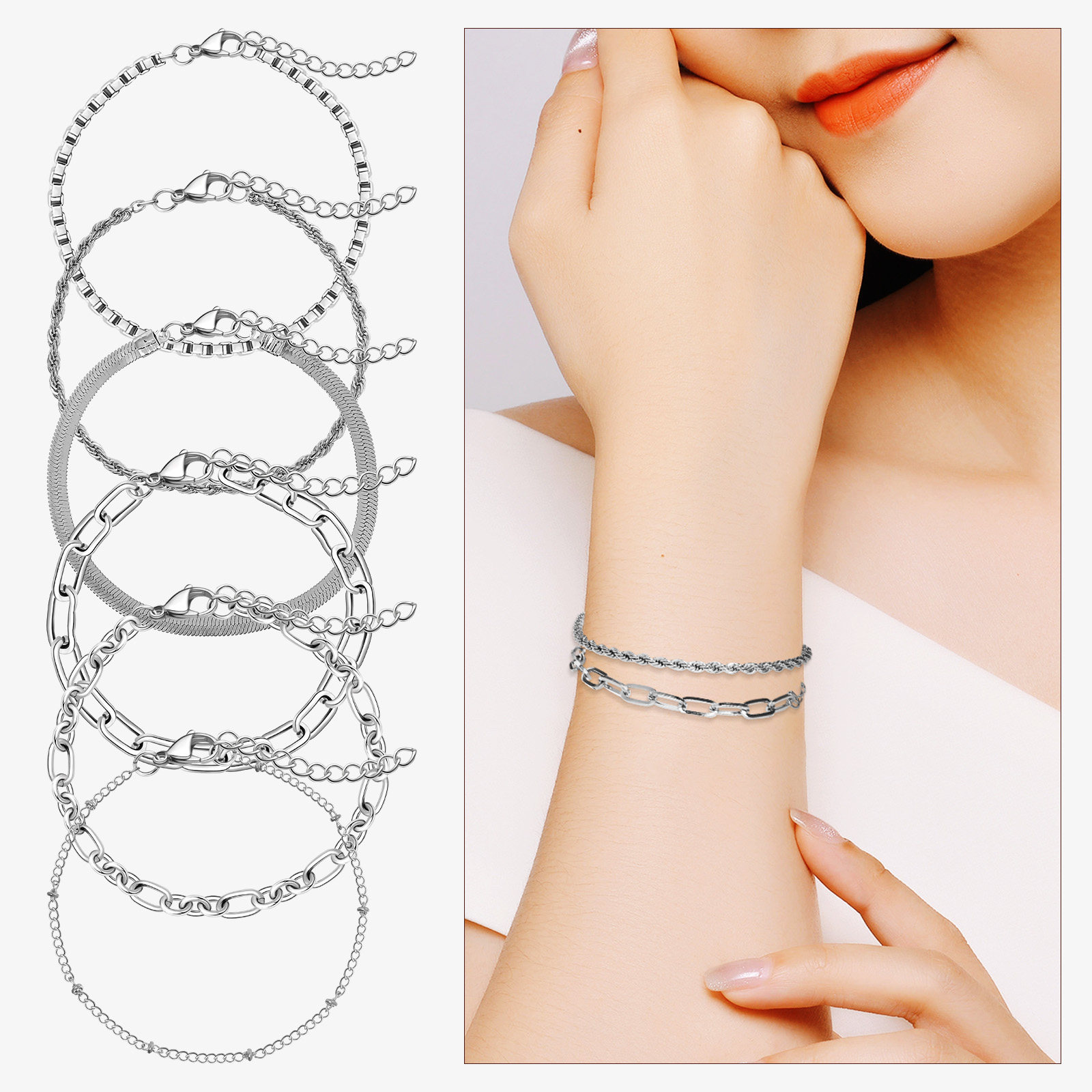 Formal Wear Jewelry For Women - 6-delige handketting minimalistische gelaagde armbanden, stapelbare
