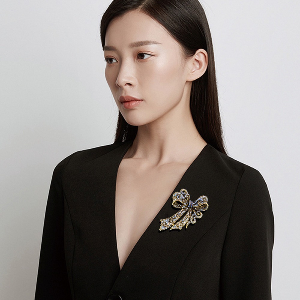 Formal Wear Jewelry For Women - Vintage strikvormige broche, elegante met strass
