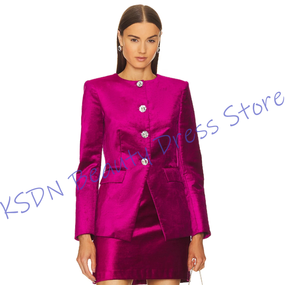 Women Formal Wear With Skirt - Chique damespak met enkele rij knopen,