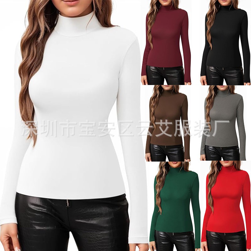 Turtleneck Bodysuit Office - Dames Getailleerd Effen Kleur Rolkraag Gebreid