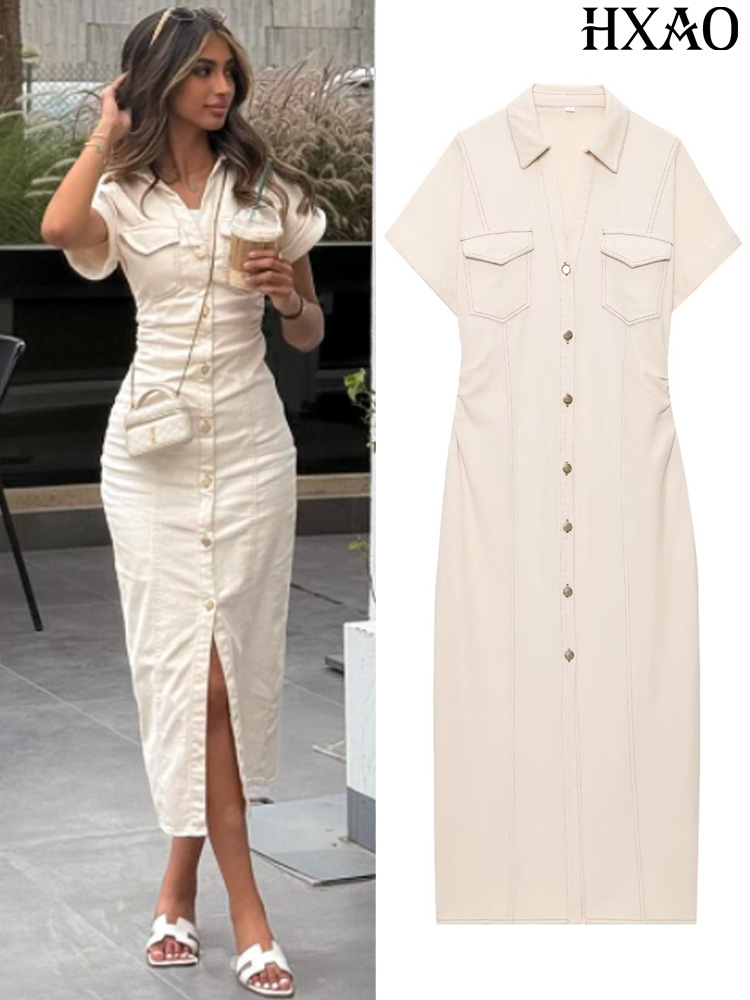 HXAO Denim damesjurk Button Of - Women Formal Office Wear Tops recensie en prijs