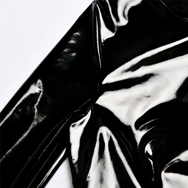 Womens Faux Latex PVC Spiegelp - Turtleneck Bodysuit Office recensie en prijs