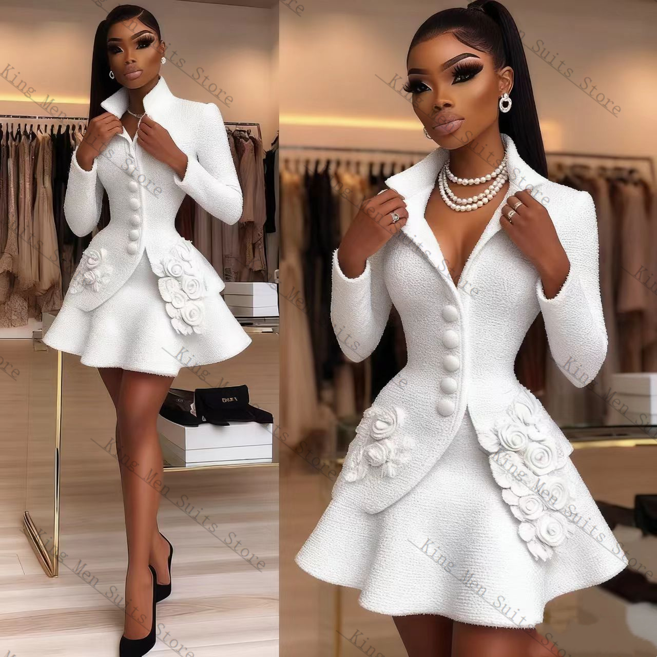 Luxe Witte Vrouwen Pak Set 2 S - Women'S Formal Wear For A Wedding recensie en prijs
