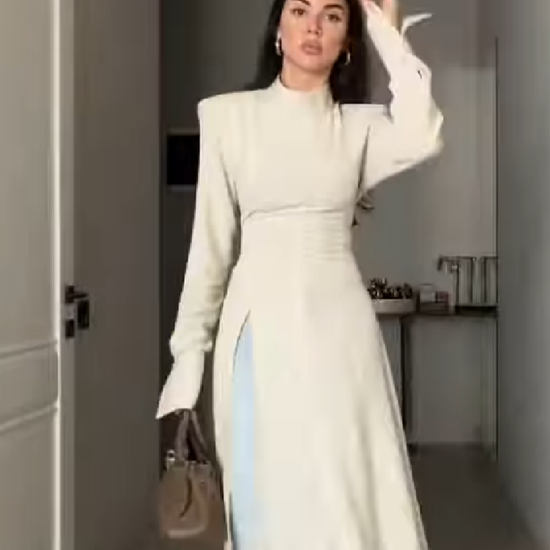 Elegante lange jurk met hoge h - Women Formal Office Wear Tops recensie en prijs