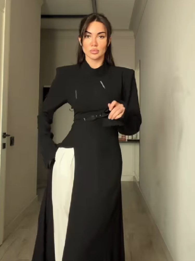 Elegante lange jurk met hoge h - Women Formal Office Wear Tops recensie en prijs