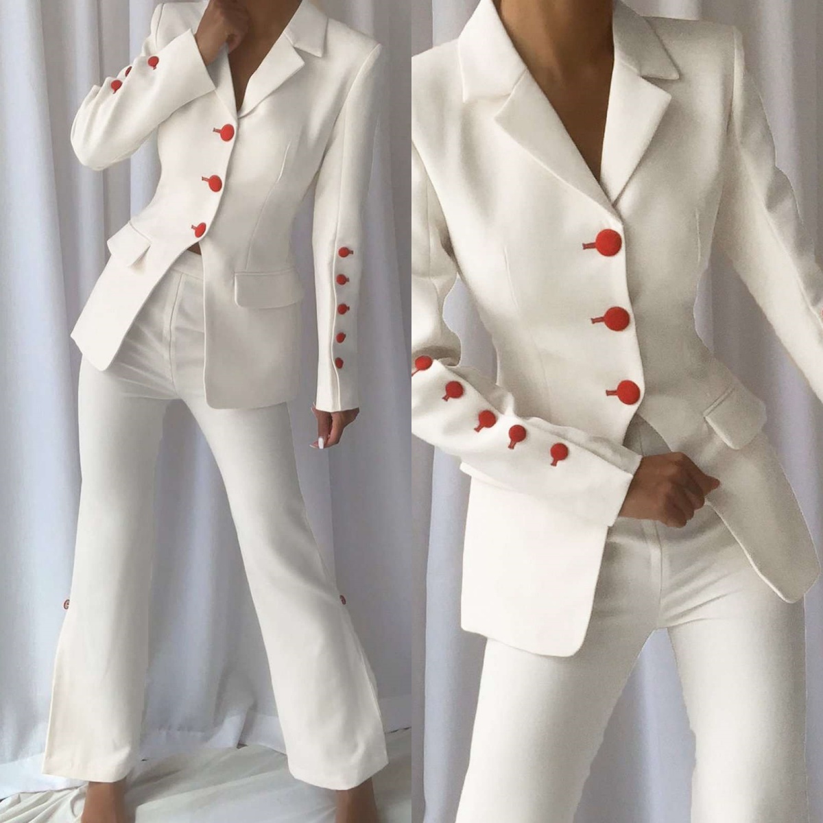 Rood-wit dameskantoorpakken, e - Women Formal Wear Blazers recensie en prijs