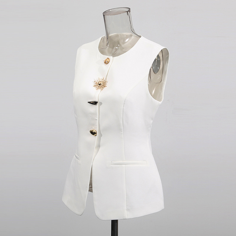 Wit O-hals vest Gouden special - Women Formal Wear Vest recensie en prijs