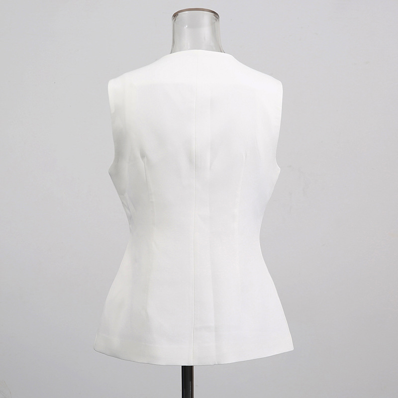 Wit O-hals vest Gouden special - Women Formal Wear Vest recensie en prijs