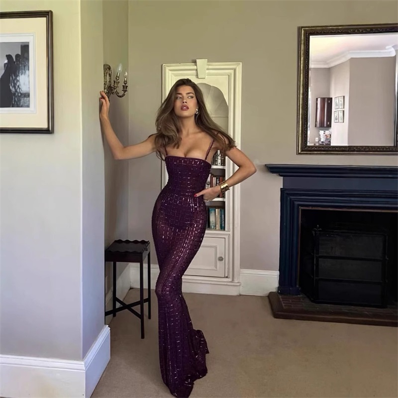 Paars Kristal Vrouwen Prom Jur - Formal Wear Gowns For Women recensie en prijs