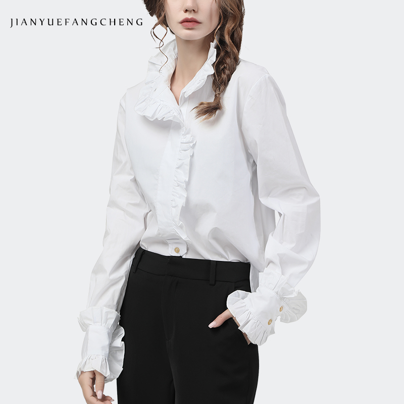 Elegante Ruches Vrouwen Witte  - Women Formal Office Wear Tops recensie en prijs