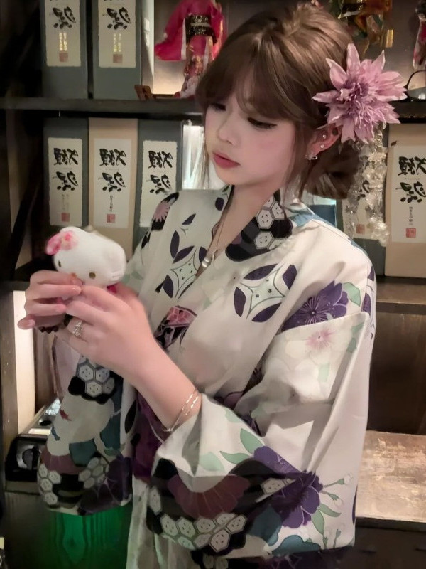Traditionele paarse kimono-bad - Japanese Women Formal Wear recensie en prijs